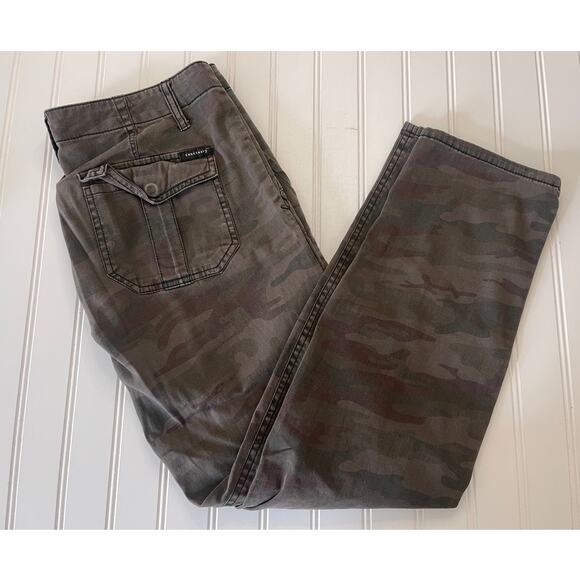 Sanctuary Camo Straight Leg Pants Pockets Green Army Size Womens 28 - Picture 1 of 10